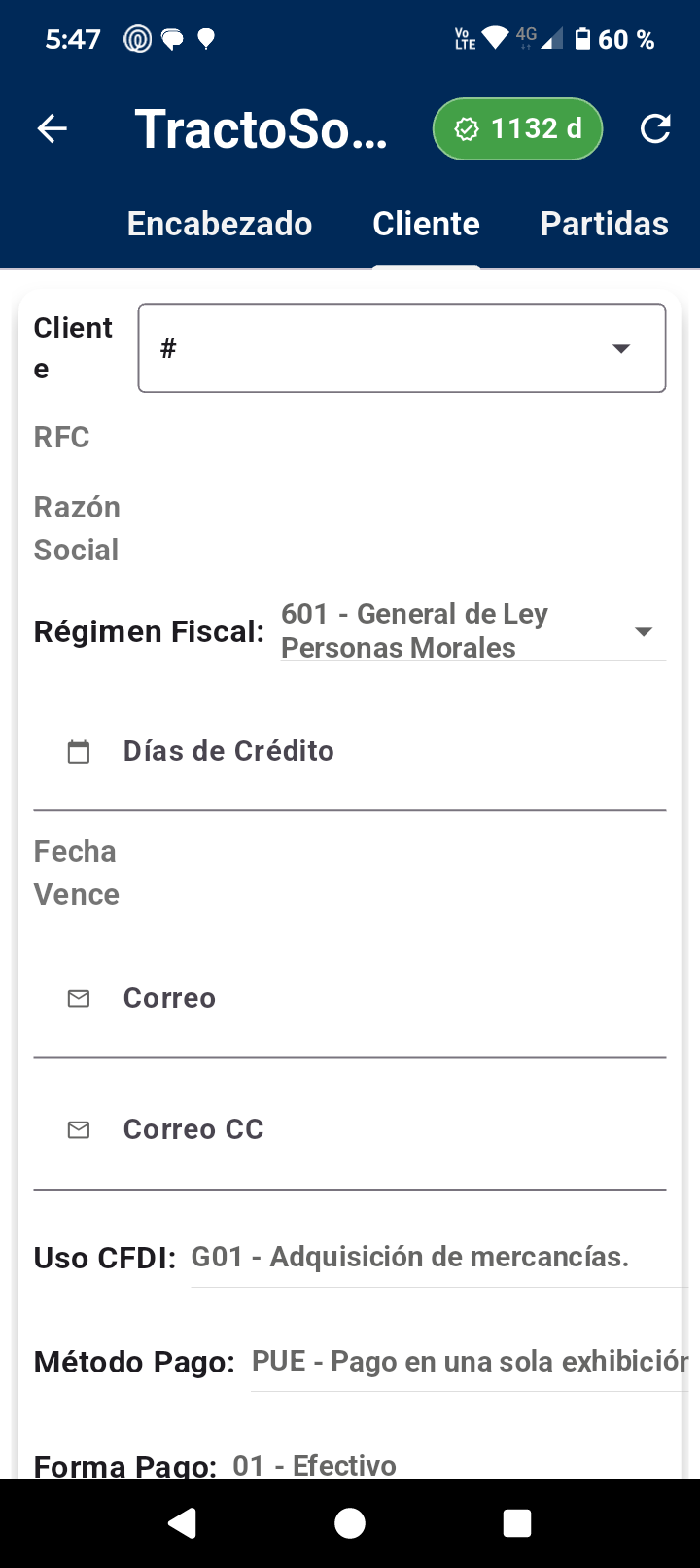 Selecciona o registra al cliente en la app móvil Facturador TS